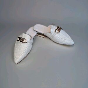 Easy Smile Flat Beige Mules Sherpa-Lined Loafers Women's Sz 10